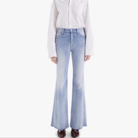 MOTHER Denim - Mother The Doozy Fray Jeans Knock On Wood Light Wash High Rise Flare Size 30